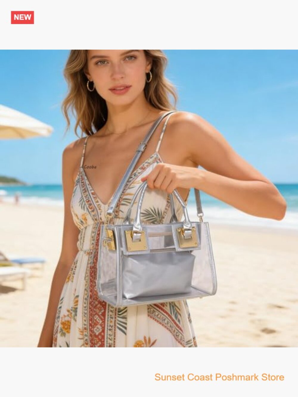 Clear Transparent Crossbody Bag 2pcs Lightweight PVC Satchel Shoulder Handbag - Picture 3 of 5